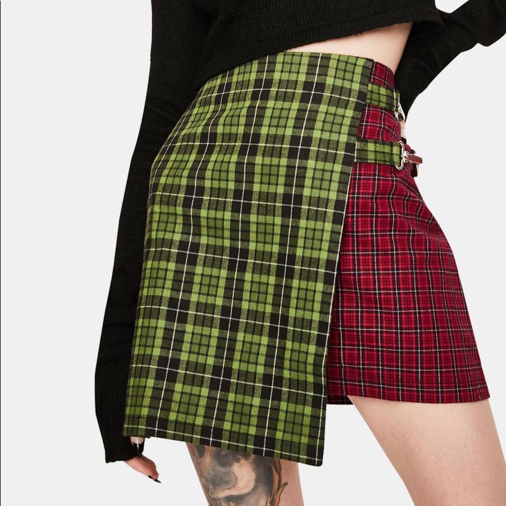 Plaid wrap skirt